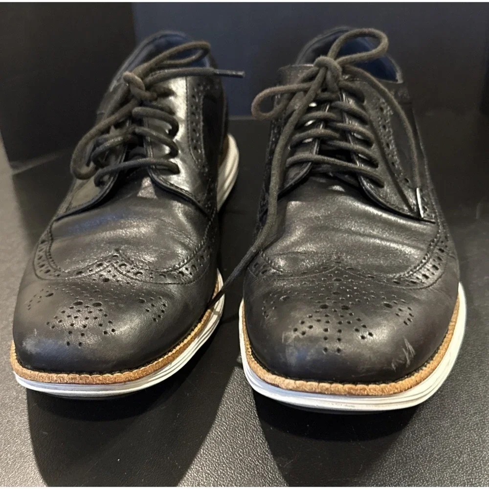 Cole‎ Haan Lunar Grand Mens 12 M Wingtip Oxfords Dress Shoes Black C12007